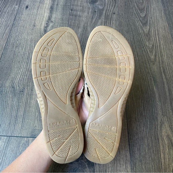 Sperry Parrotfish Flip Flop Women Shoes Size 10 Tan and Cream Braided Strap - Picture 4 of 4